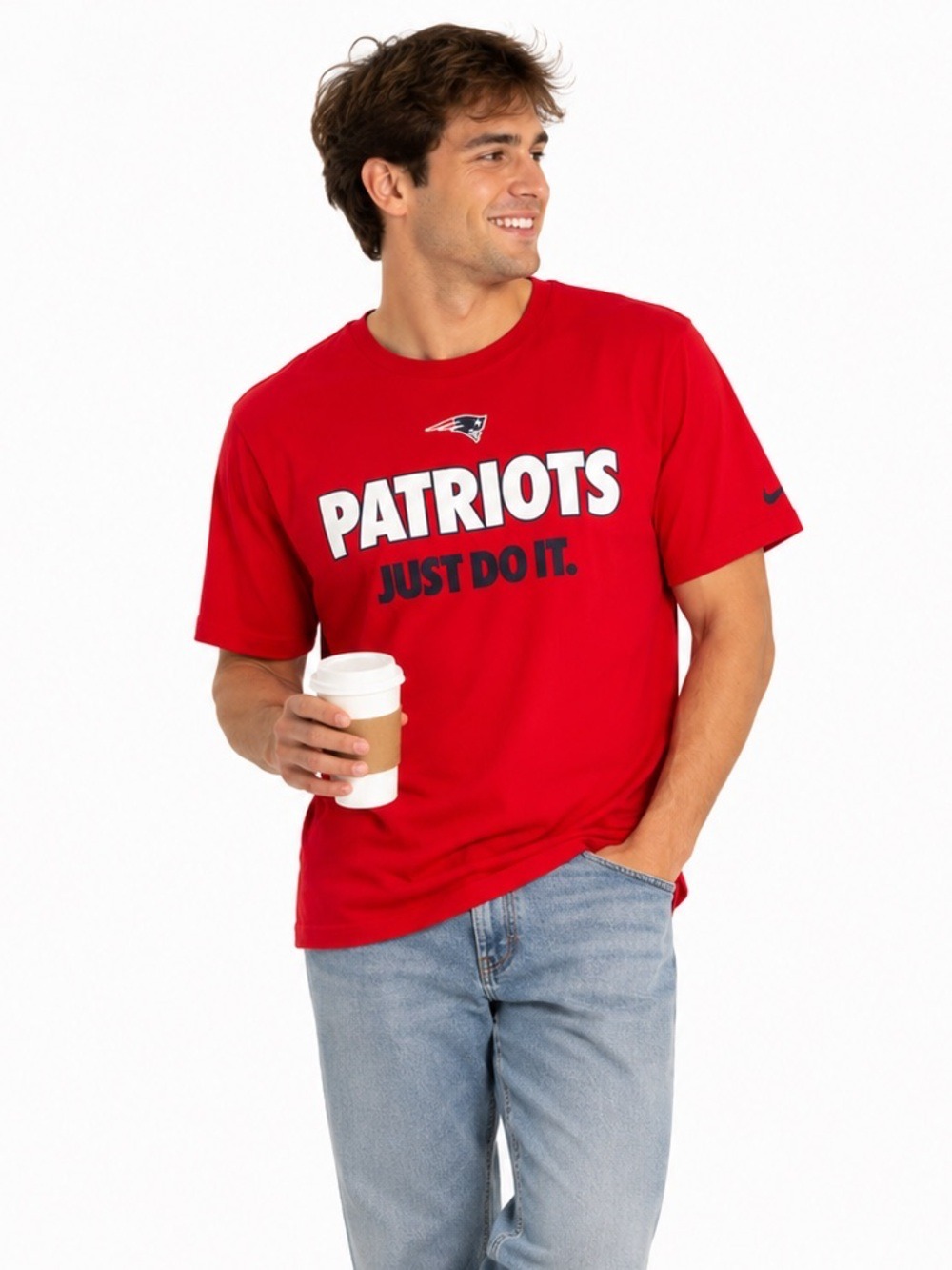 NIKE New England Patriots Authentic Fan Gear Short Sleeved T-Shirt Tee